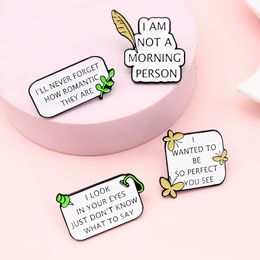 Bonitos broches Pin para mujeres y niños, joyería a la moda, camisa, abrigo, vestido, bolso, decoración, Pin esmaltado de Metal, accesorios, NO SOY UNA PERSONA DE LA MAÑANA