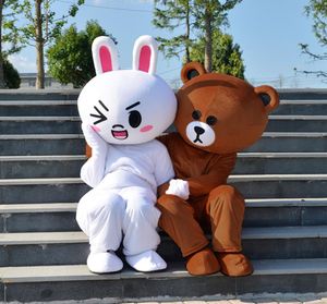 Cute Brown Bear en Coney Rabbit Mascot Costume Halloween Christmas Rilakkuma Easter Bunny aanpasbare logo4878109