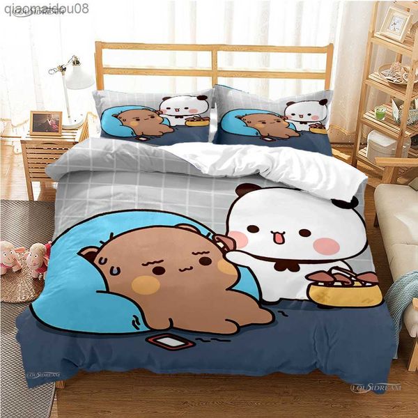 Mignon Bubu Dudu dessin animé ours Panda housse de couette kawaii ensembles de literie housse de couette douce et étuis simple/Double/reine/roi enfants