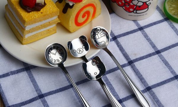 Cuchara de café con forma de Animal de cartón creativo de acero inoxidable, cuchara para niños, cuchara para helado de postre