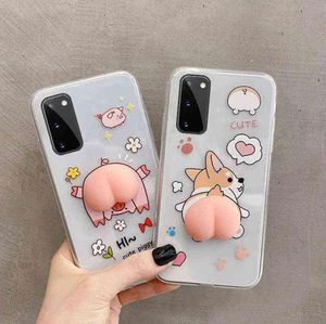 Leuke Butt Squishy Speelgoed Telefoon Case Voor Samsung Galaxy S9 S10 S20 Plus S21 A50 A51 A71 A11 A21S a12 A32 A52 A72 Soft Cover H11129605383