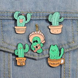 Épingles en émail mignonne de cactus personnalisés ne me touchez pas les broches badges de revers Green Plants Guitar Concert drôle Bijoux Gift pour amis