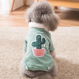 Mignon Cactus vêtements pour animaux de compagnie chien manteau veste pour chiens Costume hiver chaud chien vêtements velours côtelé chiens animaux vêtements pour chiens Chihuahua LJ242J