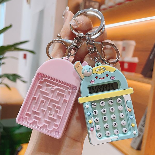 Mignon calculatrice et jeux breloques bijoux porte-clés étudiant sac à dos bulle thé porte-clés accessoires cintre