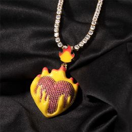 Collier avec pendentif en forme de bonbon, mignon, plaqué or et argent, chaîne glacée Hip Hop pour hommes et femmes, 244P