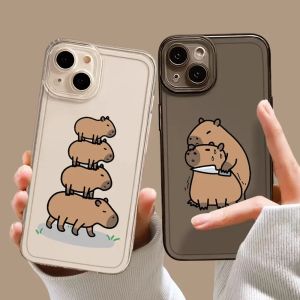 Leuke capybara -telefoonhoes voor iPhone 15 14 13 12 11 Pro Max Mini X XS Max XR 7 8 Plus Fundas Funny Animal Transparante Soft Covers