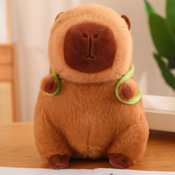 Jouet en peluche Capybara mignon kawaii capybara moelleux avec sac de tortue casquette à basse-casque