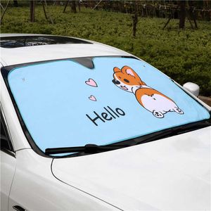 Schattige auto magnetische voorruit zonneschadeel parasol auto's zon vizier raam zonneschade uv bescherming voorruit deksel 135x70 cm