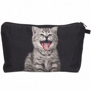 Leuke Carto Kat Afdrukken Cosmetische Case 3D Kittens Gedrukt Vrouwelijke Opslag Make-Up Tassen Vrouwen Meisjes Clutch Bags Reizen Ctainer 55PH #