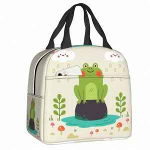 Mignon Carto Frog Sac à lunch pour extérieur imperméable aliments thermiques refroidisser isolée boîte à lunch Femme Kids Tote Consulteur E6Mz #