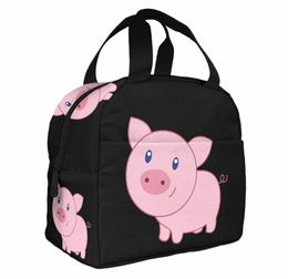 Leuke carto varkenszakken voor vrouwen geïsoleerde lunchbox Bento Tote Bag met FRT Pocket voor kantoorschool Picnic S4XS#