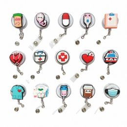 Carto Carto rétractable Doctor infirmière Badge Reel Id Nom Nom Tag Tag Carte Badge Board Reels Keychain Card Holder Actures S1QI #