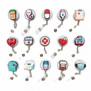 schattige carto intrekbare arts verpleegster badge reel id lanyard naam tag kaart kaart badge houder haspels sleutelhanger kaarthouder