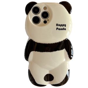 Étui de téléphone d'ours de balle de poils Panda mignon Panda Panda pour iPhone 15 14 13 12 11 Pro Max Élégant Silicone Shockproof Hover Funda Case 100pcs