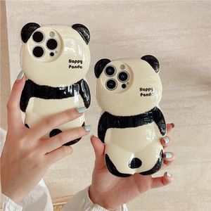 Étui de téléphone d'ours de balle de poils Panda mignon Panda Panda pour iPhone 15 14 13 12 11 Pro Max Élégant Silicone Shockproof Soft Cover Funda Case 20pcs