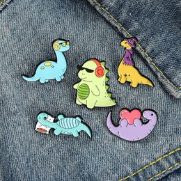 Cute Cartoon Animal Dinosaur Emaille Broches Pin voor Dames Mode Jurk Jas Shirt Demin Metal Grappige Broche Pins Badges Promotie Gift