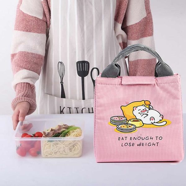 Bolsa de almuerzo portátil con dibujos de animales para niñas, impermeable, aislada, de lona fría, para Picnic, estuche de transporte para niños y mujeres, bolsa térmica C0125