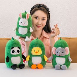 Linda muñeca de peluche de animales de dibujos animados, abrigo verde, juguete de peluche de animales, muñecas cómodas para dormir