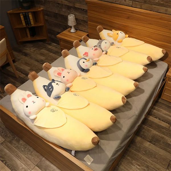 Lindo dibujos animados de plátano peluche juguete fruta suave plushie gato conejo shiba inu almohada súper niños juguetes para bebés decoración del hogar regalo 2312227