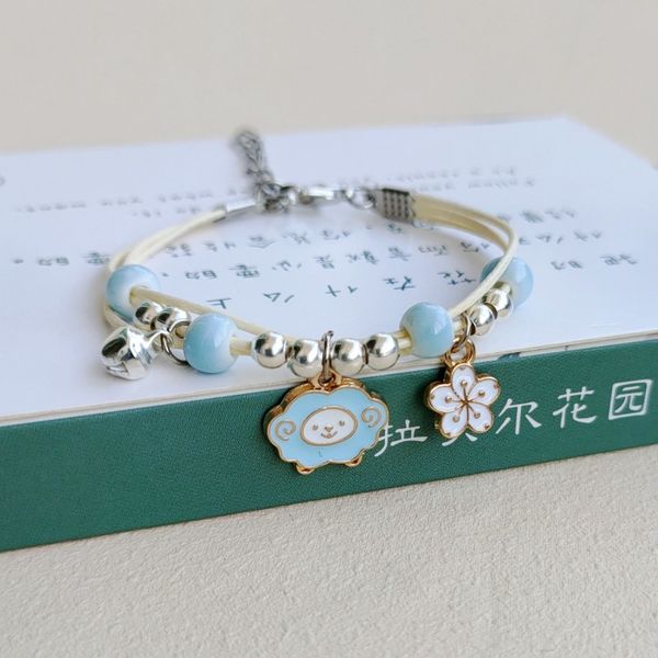 Mignon dessin animé lapin Bracelet amitié verre Bracelets pour filles bijoux chat fleur mouton accessoires en gros