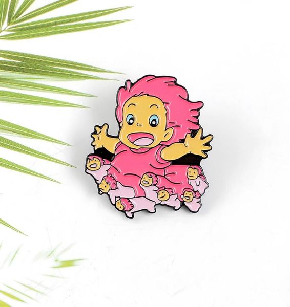 Broche en alliage de personnage de dessin animé mignon Ponyo, broche en émail pour film d'animation japonais, badge 9601751