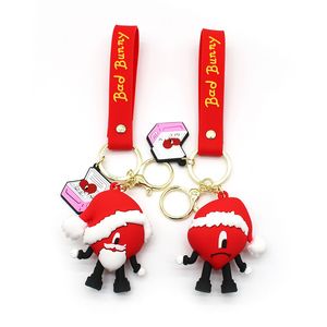 Schattige cartoon kerstbad konijn konijn sleutelhanger riemen zachte buckle decoraties charmes voor kinderen designer tas hanger