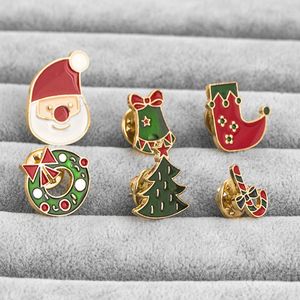 Schattige cartoon kerstsieraden ontwerper broche kruk boomgarland bell santa claus pin pin brochs Zuid -Amerikaans goud verzilverd voor meisjes jongens vrouw cadeau feest