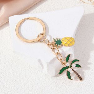 Mignon dessin animé noix de coco ananas clés clés de plante tropicale fruits beaux anneaux clés d'été pour femmes hommes amitié cadeau bijoux