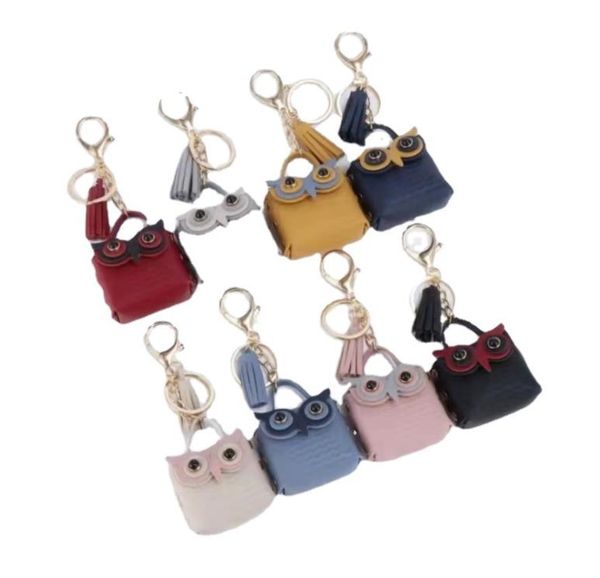 Mignon dessin animé porte-monnaie sac PU hibou porte-clés avec gland Portable mini portefeuille écouteurs sacs de rangement mode voiture porte-clés sac pendentif cadeau SN4289