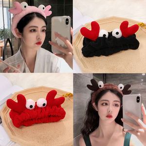 Leuke cartoon hoofdband grappige krab grote ogen hoofdbanden gezellige zachte elastische haarband voor vrouwen wassen gezicht make-up haaraccessoires