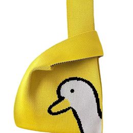 Bolso tejido con bonito dibujo de pato amarillo, nuevo bolso de moda, bolso informal personalizado para mujer que combina con todo