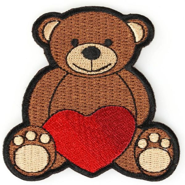 Mignon dessin animé amour coeur ours petite taille fer sur patch brodé - 3x2 4 pouces 231B