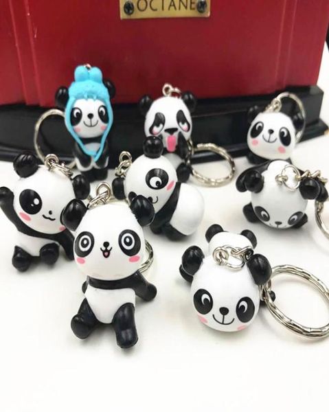 Linda caricatura encantadora Panda llavero coche llavero con anilla para llaves bolso colgante para teléfono mezcla 24 piezas lote alta calidad 2302503