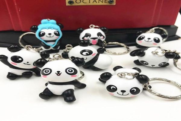 Linda caricatura encantadora Panda llavero coche llavero con anilla para llaves bolso colgante para teléfono mezcla 24 piezas lote de alta calidad 7074901