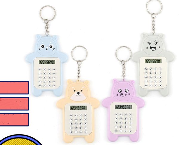 Dessin animé Mini Mini Bear Calculatrices Student Portable Calculatrice de la calculatrice Porte-clés de bureau Différentes couleurs Fournitures scolaires de bureau