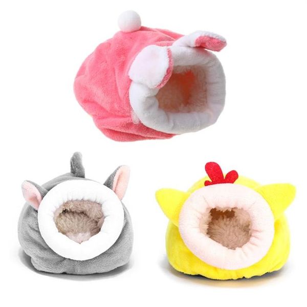 Mignon dessin animé souris cochon d'inde lit animal de compagnie maison de couchage chaud hamster chien chaton nid doux mini petits animaux chambre animaux fournitures288e