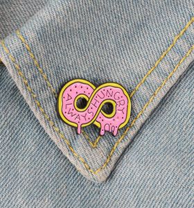 Mignon Cartoon Pink Donut Metal Kawaii Émail Émail Batons Brooch Shirt Denim Jacket Sac Broques décoratifs pour les femmes Girls3795028