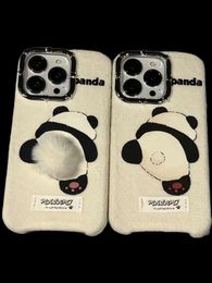 Coque de téléphone panda en peluche, dessin animé mignon, queue tridimensionnelle, pour iPhone14Promax Apple 13, automne/hiver 13pro