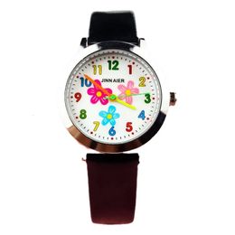 Leuke cartoon basisschoolleerlingen en middelbare scholieren kinderen bloem digitaal quartz horloge Koreaanse riem 240226