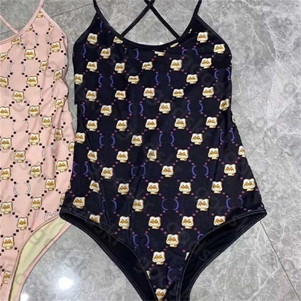 Lindo traje de baño con estampado de dibujos animados para mujer Bikini traje de baño de una pieza trajes de baño elásticos para mujer playa SC14