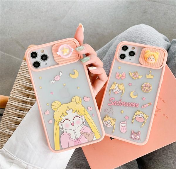 Mignon Cartoon Sailor Moon Téléphone Cois pour iPhone 12 Pro 12mini 11 xs Max xr x 7 8 Plus SE Slice Protection de caméra Silicone Cover5503286