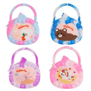 Mignon dessin animé Silicone Push Bubble sac à bandoulière Fidget jouets sensoriels anti-stress adultes enfants sac à main porte-monnaie cadeaux d'anniversaire 248