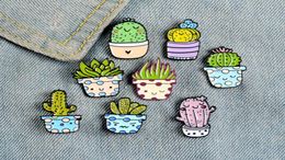 Schattige cartoon student cactus broches legering olie drop email pin pin potting badge broche mode accessoires groothandel 6312791