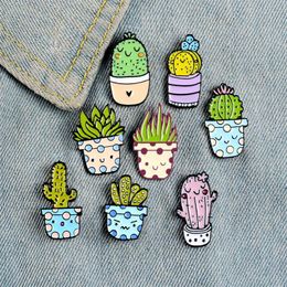 Leuke Cartoon Student Cactus Broches Legering Olie Drop Emaille Pin Unisex Oppotten Glimlach Badge Broche Mode Accessoires Whole323G