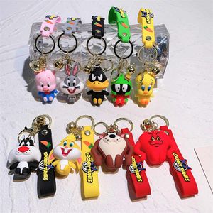 Leuke cartoonstijl Bugs Bunny Keychain Kawaii Anime Figuur Soft PVC 3D Doll Charm Keychain Car Bag Pendant