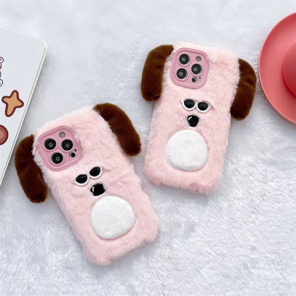 Étuis de téléphone en peluche pour chien de lunettes de soleil de dessin animé mignon pour iPhone 14 13 Pro Max