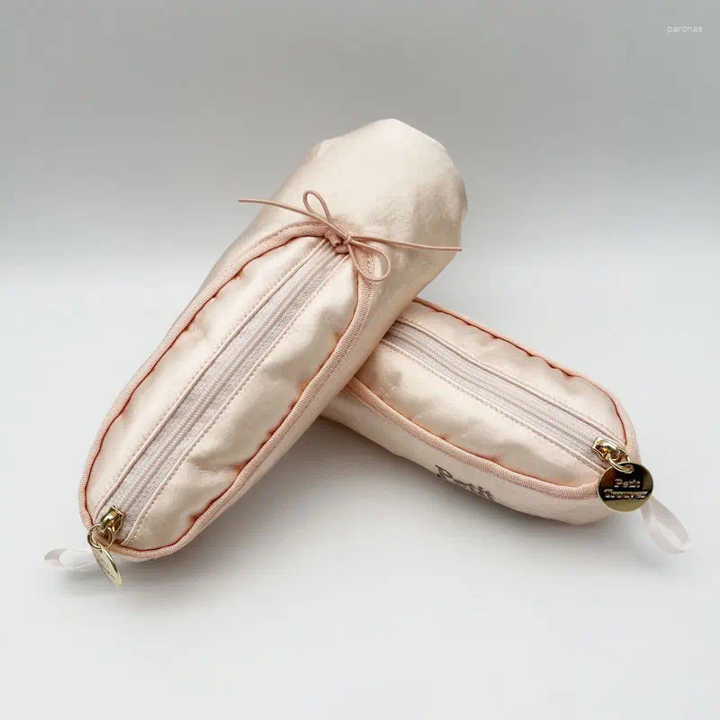 Cute Cartoon Sweet Ballet Shoes Pen Bag School Supplies Kawaii Pencil Case Girl Lipstick Makeup Storage