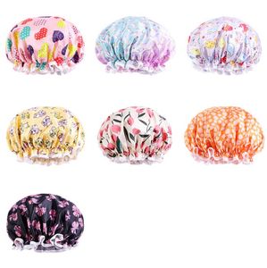 Gorro de ducha impermeable con dibujos animados para niños, gorro de baño elástico, gorro de baño para niño y niña, gorros para el pelo reutilizables para dormir