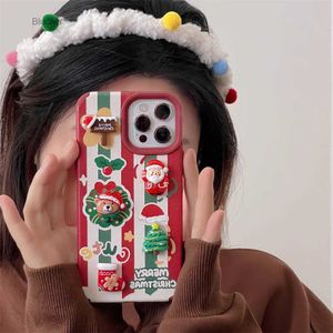 Casos lindos Teléfono celular 3D Santa Claus Árbol de Navidad Oso Raya Funda para teléfono para iPhone 15 Pro Max 12 14 Pro 11 13 Graffiti Cartoon CoverL23/11/16