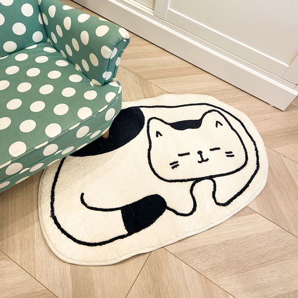 Tapis de chat mignon dans la chambre à coucher, tapis de fourrure, tapis de chambre irrégulier, décoration de chambre d'adolescent, tapis pour enfants, décor de chambre mignon